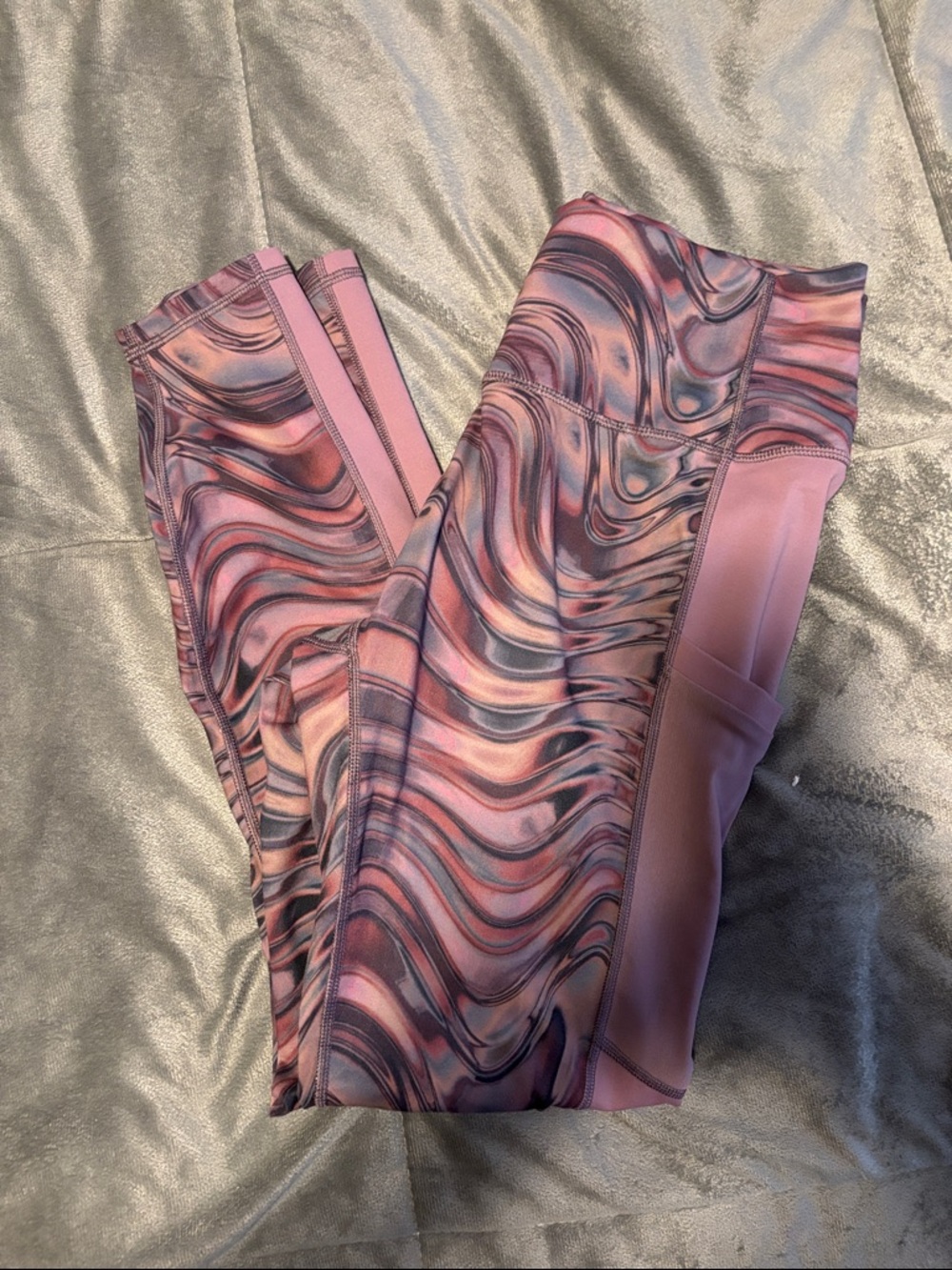 Fabletics Purple Pink Swirl Print High-Waist Leggings Large